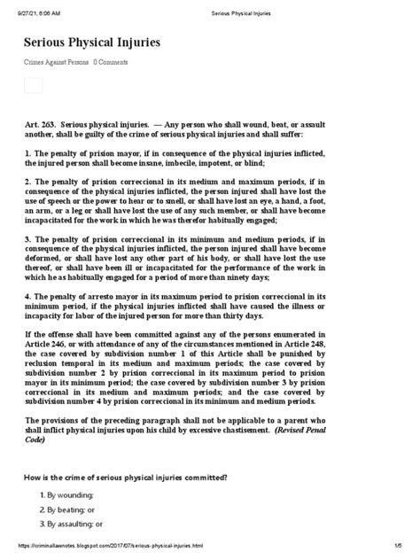 The Crime of Physical Injuries under Philippine Law.